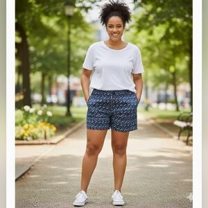 Tommy Hilfiger Womens Blue White Summer Chino Shorts 16